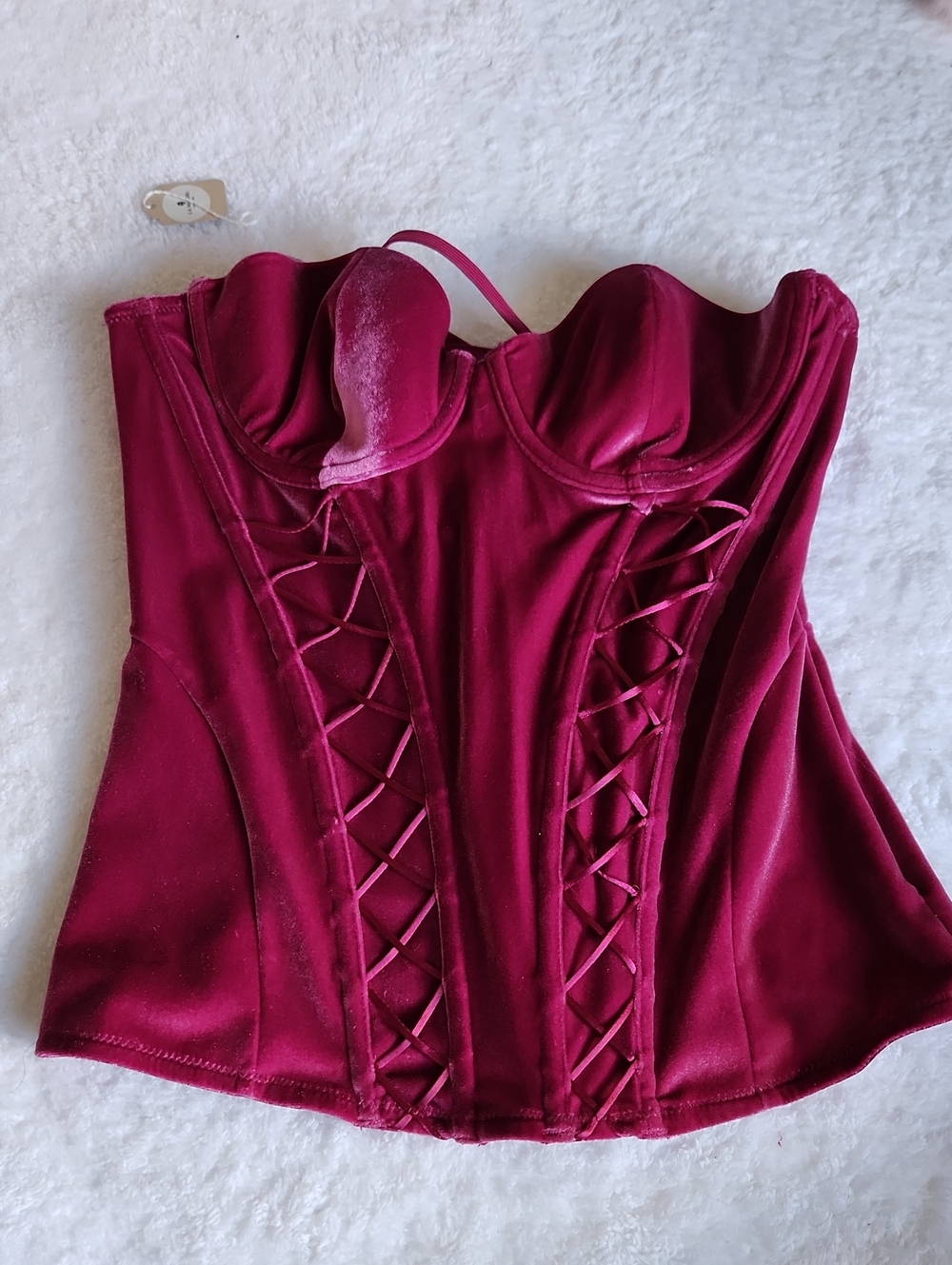 Savage X Velvet Lace-Up Bustier Top L